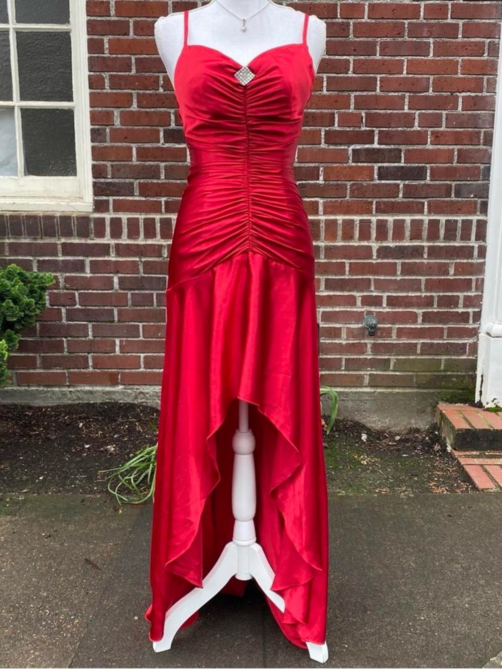 Vintage y2k Red Mermaid Satin Prom Dress